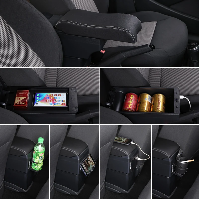 For Suzuki Swift armrest box car armrest box Storage box Internal modification USB charging Ashtray Car Accessories 2005-2021