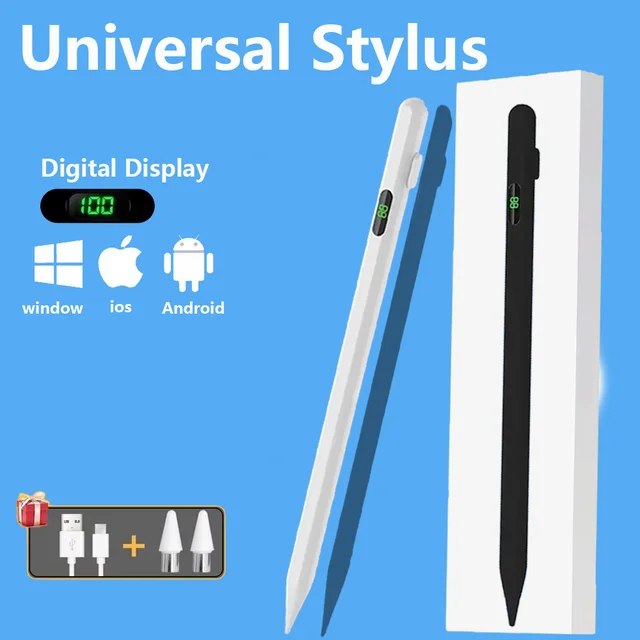Universal Stylus Pen With LED Digital Power Display For iPad Samsung Huawei Xiaomi Tablet Pen For Android IOS Windows Touch Pen 1