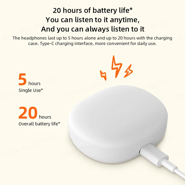 Xiaomi Redmi Buds 4 Lite TWS Wireless Bluetooth Earphone Call Noise Reduction 20 Hours Battery Life Headset Good Quality Sound 4