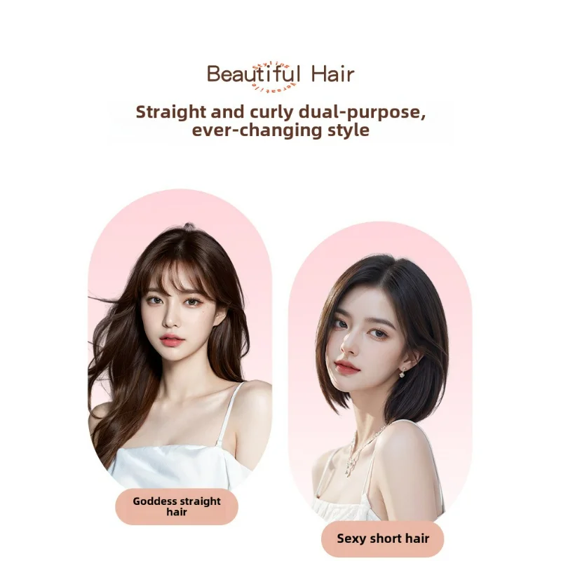 Mini Portable 2-in-1 Wireless Hair Straightener, Hair Curler with Battery LCD Display, Four Stages Temperature Adjustment