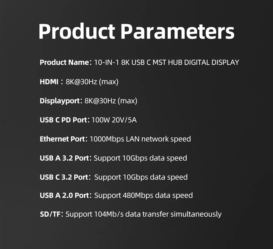 1000Mbps, 10Gbps, PD100W para MacBook, Adaptador de Dock ASUS, C471, 10 em 1