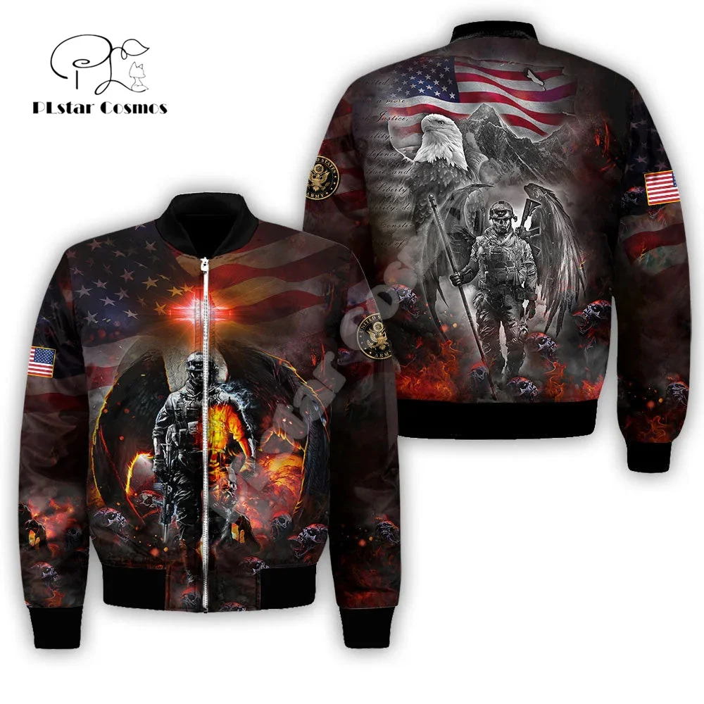 Custom Name Army Military Veteran Soldier Camo Eagle NewFashion Winter Overcoat Streetwear 3DPrint Windbreaker Bomber Jacket X4 red friday military deployed navy soldier us flag veteran tshirt43 socks golf winter socks