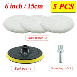 Premium Wool Polishing Pad Set for Auto Detailing and Paint Care - 5 Piece Kit (6 inch)