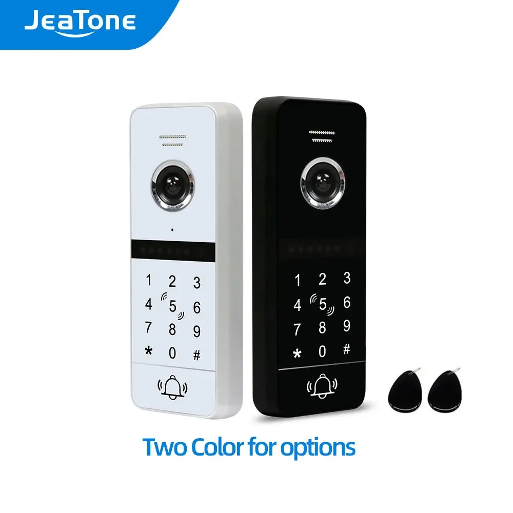 Jeatone 4 Wired Analog 960P/1080P Full Touch Sensor Outdoor Camera Single Numeric Keypad Doorbell with Password/RFIC Card Unlock video doorbell