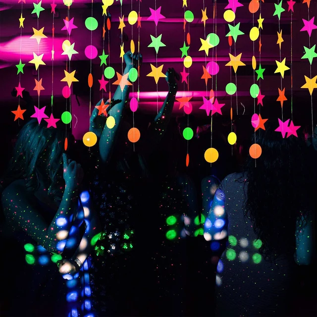 Midnight Glo 78ft Neon Paper Garland Circle Dots Hanging