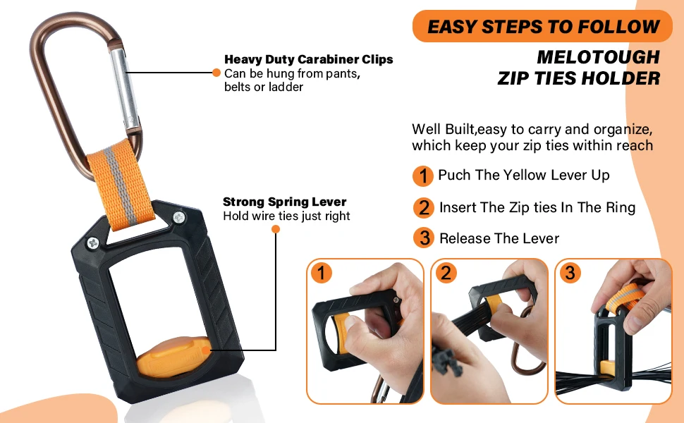 Zip Ties Holder,Reusable Zip Tie Organizer Band,Cable Tie Bracket for wire ties Arrangement.(1PC/black)