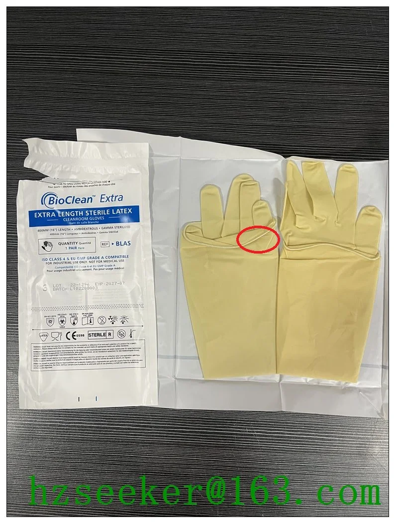 Ansell BioClean Extra BLAS (1 pair) Sterile Disposable Latex Cleanroom Glove Textured Fingers and Palm Length 400mm or 16-inch