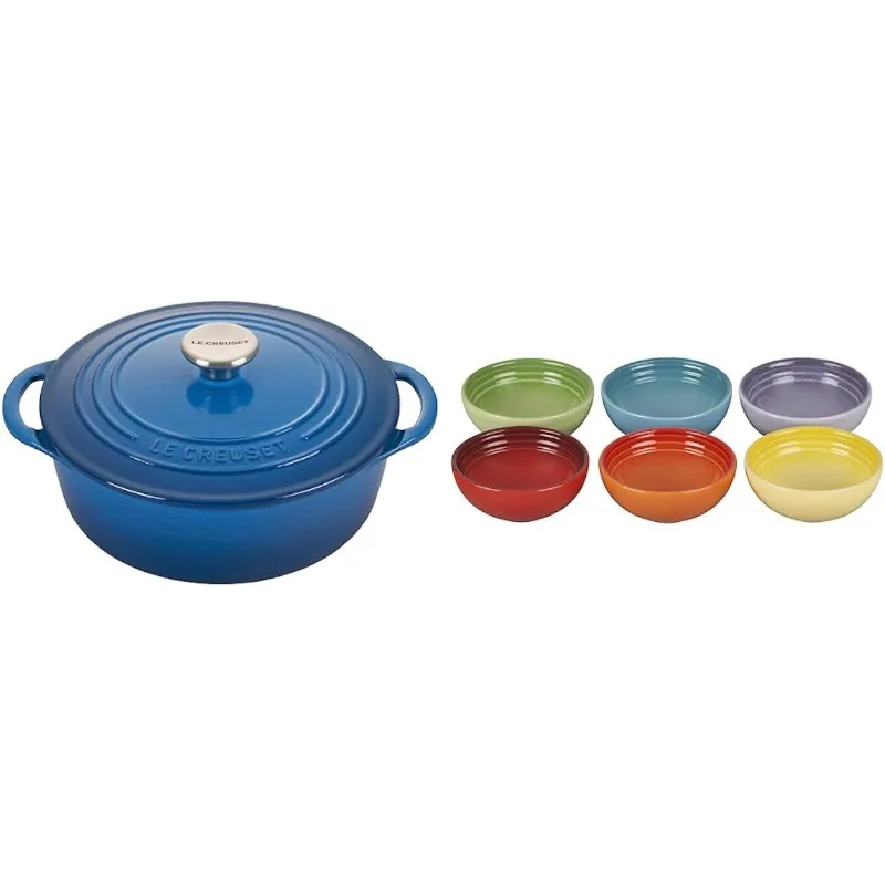 

Le Creuset эмалированная чугунная неглубокая круглая духовка, 2,75 КТ., Набор подарочных чашек из Марсель и глины, наборы чашек