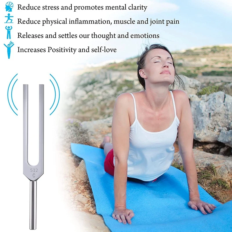 528Hz Tuning Fork w/ Mallet Kit Sound Vibrations for Meditation Yoga Silver 