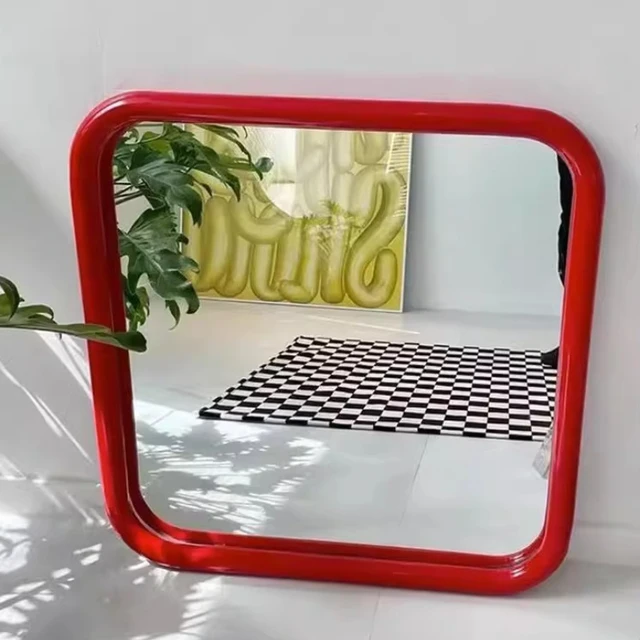 กระจกแต่งหน้าสแตนเลสสตีล กระจกติดผนังหรูหรา ตกแต่งห้อง กระจกแต่งหน้าแบบเต็มตัว ศิลปะติดผนังห้องนอน กระจก 1