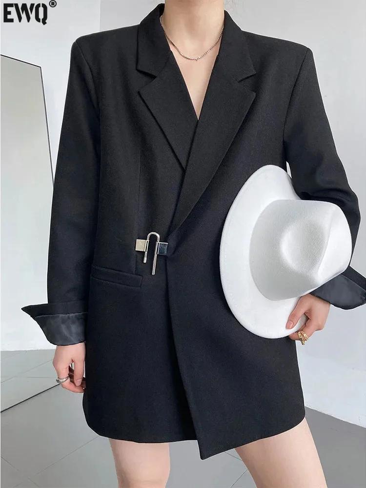 

[EWQ] korea chic Office Lady Blazer Coat Minimalist Fashion All Match Long Sleeve Jacket 2024 Spring Autumn 16U7647