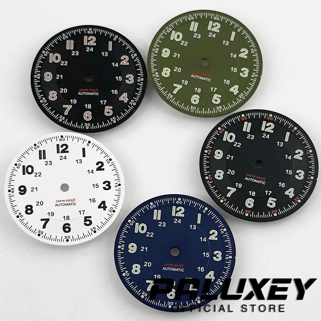 Enhanced Green Luminous Diver Watch Dial, 29mm