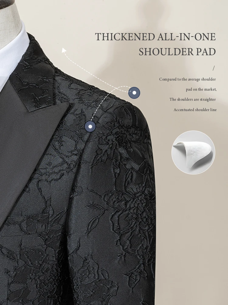 ST Cassy Retro carving Party Dress Slim Fit Tuxedo Prom Suit Fashion black Male Groom Wedding three-piece mens suit