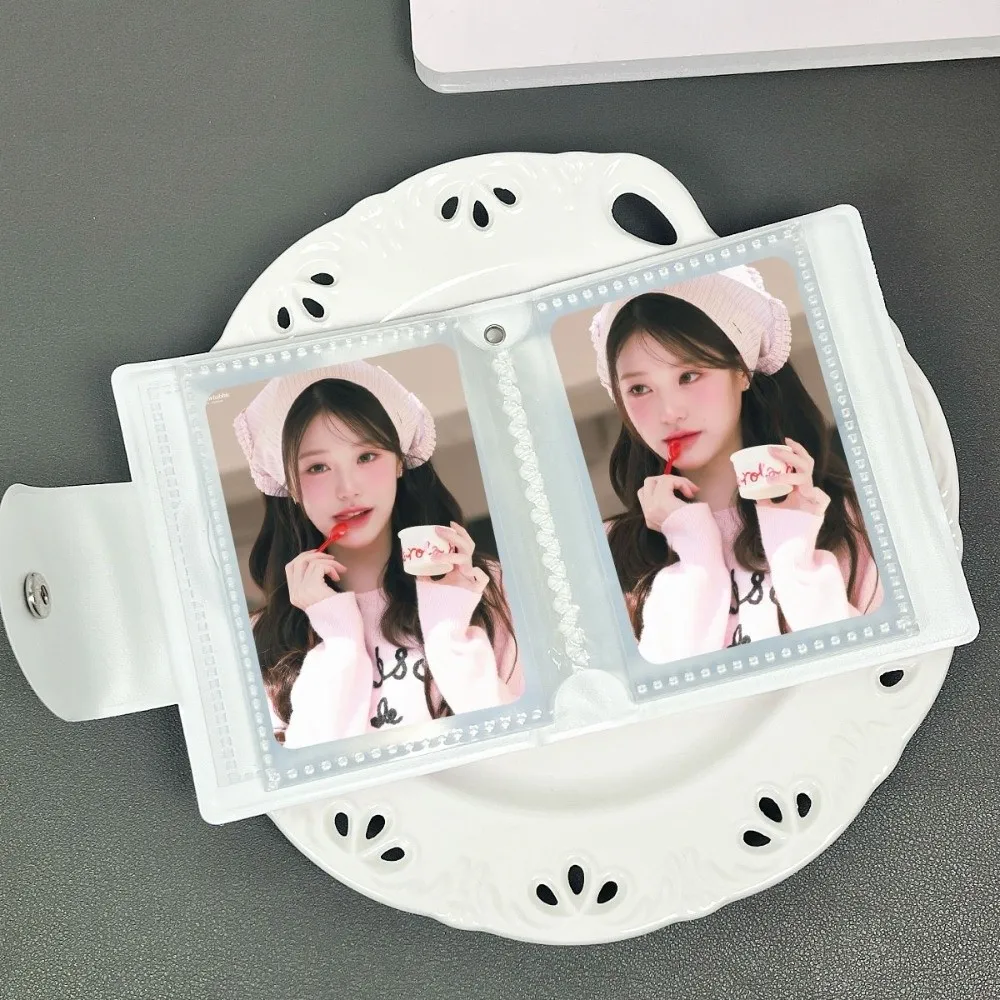 귀여운 핑크 러브 보우 카드 앨범 3인치 미니 (16페이지 내부 페이지 포함) 아이돌 카드 수집 북 PVC 수집용 카드 앨범 엽서 북