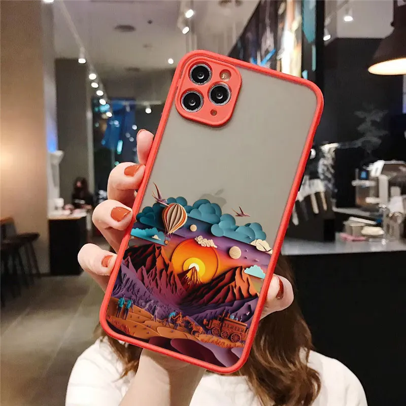 Landschaft Handy hülle für iPhone 15 14 11 12 13 Pro Max kreative Berge und Flüsse für iPhone xs x xr 7 8 plus se2 Rückseite – Detail 9