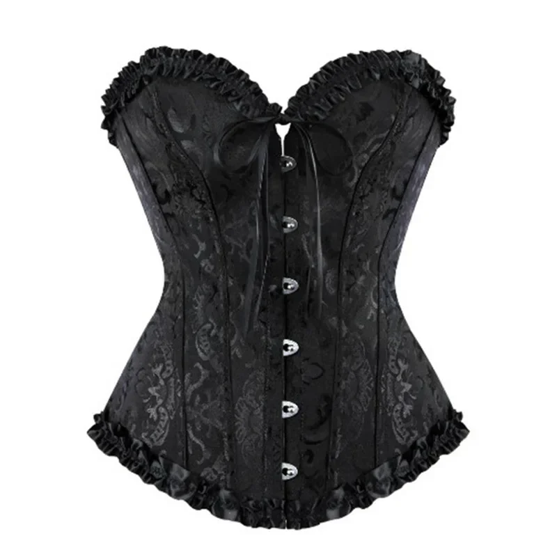 Women Vintage Overbust Corsets Top Plus Size Lace Flower Brocade Bustier Sexy Medieval Gothic Corset Shapewear Corselet corset bustier top waist corset lace corset