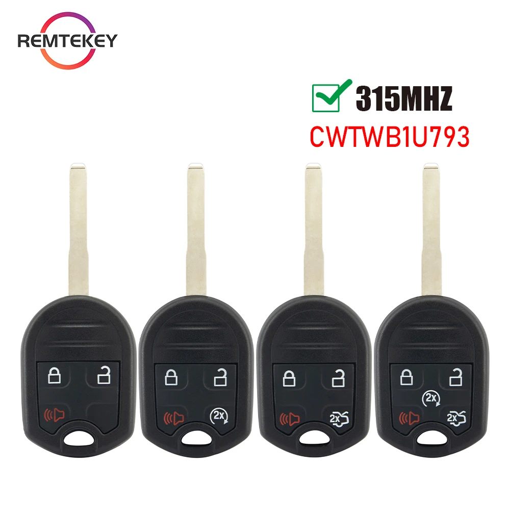 Remtekey Remote Car Key Fob 3/4/5 Button 315Mhz 4 D63 80Bit Chip Hu101 Blade Per Ford Fiesta Escape Focus C-Max Transit Connect