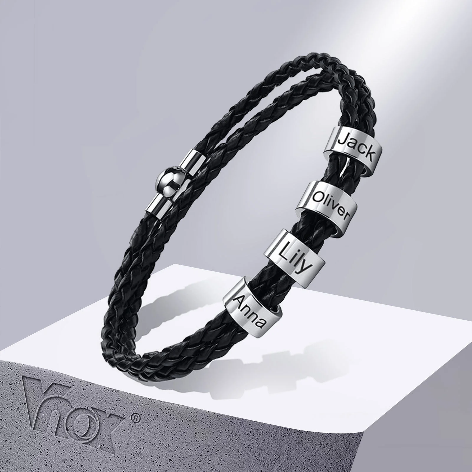 Kaululu Bracciale Pelle Uomo Personalizzato In Argento Con - Foto 10