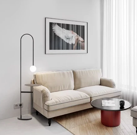Modern simple decoration floor lamp living room sofa next to wrought iron glass led vertical light