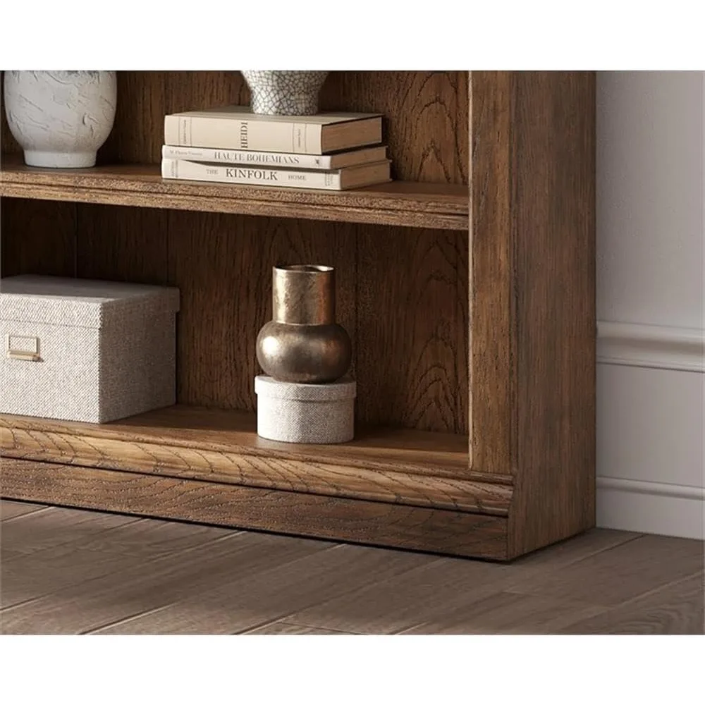 Traditional 8' Tall Bookcase Wall with Ladder, Storage Organizer, Display Shelf Unit for Office, Living Room, Brown