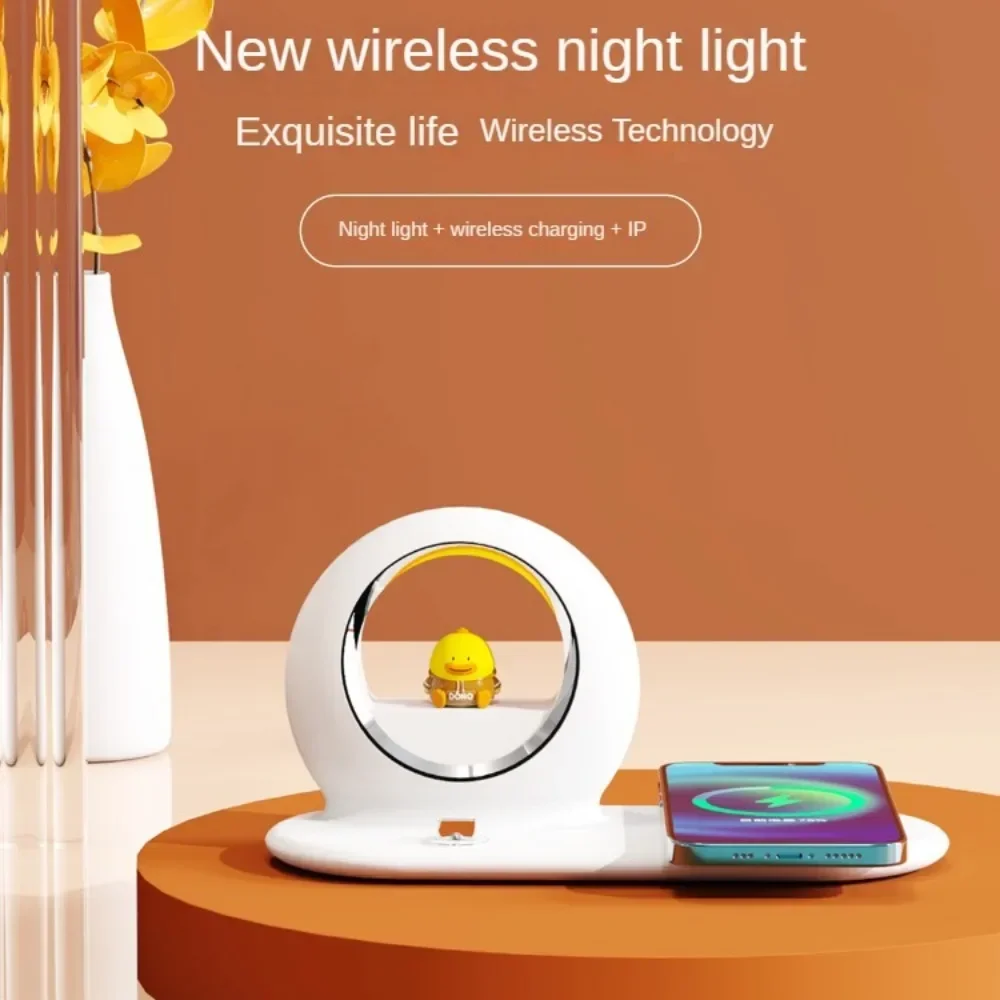 3-in-1 Wireless Charging Night Lights 15W Mobile Phone Earphone Fast  with Bracket Function  Charger Desk Lamps