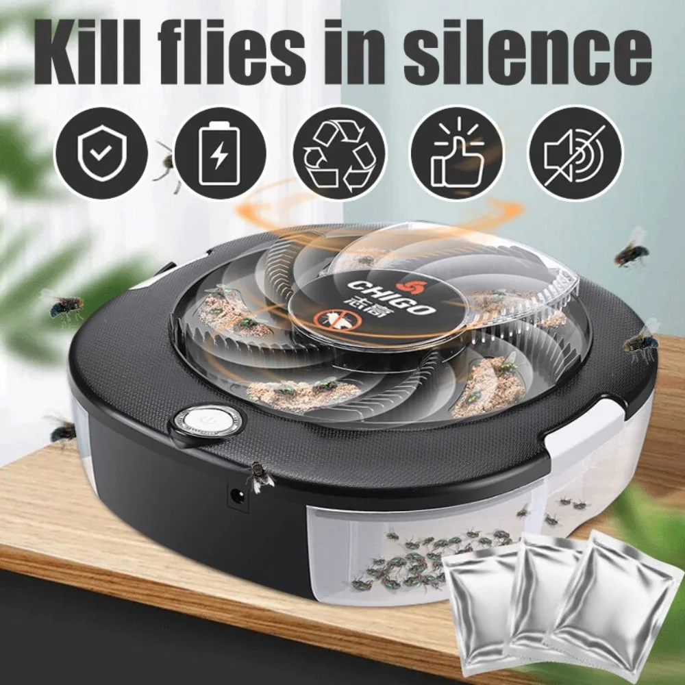 

With Bait Upgraded Fly Trap Flycatcher New Electric Upgraded Usb Flycatcher Rotary Safety Pest Control Tool Indoor/Outdoor