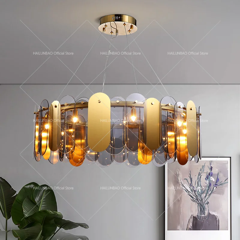 Light Luxury Chandelier Postmodern Living Room Lights LED Diningroom Bedroom Lights Clothing Store Lamps Nordic Simple Household