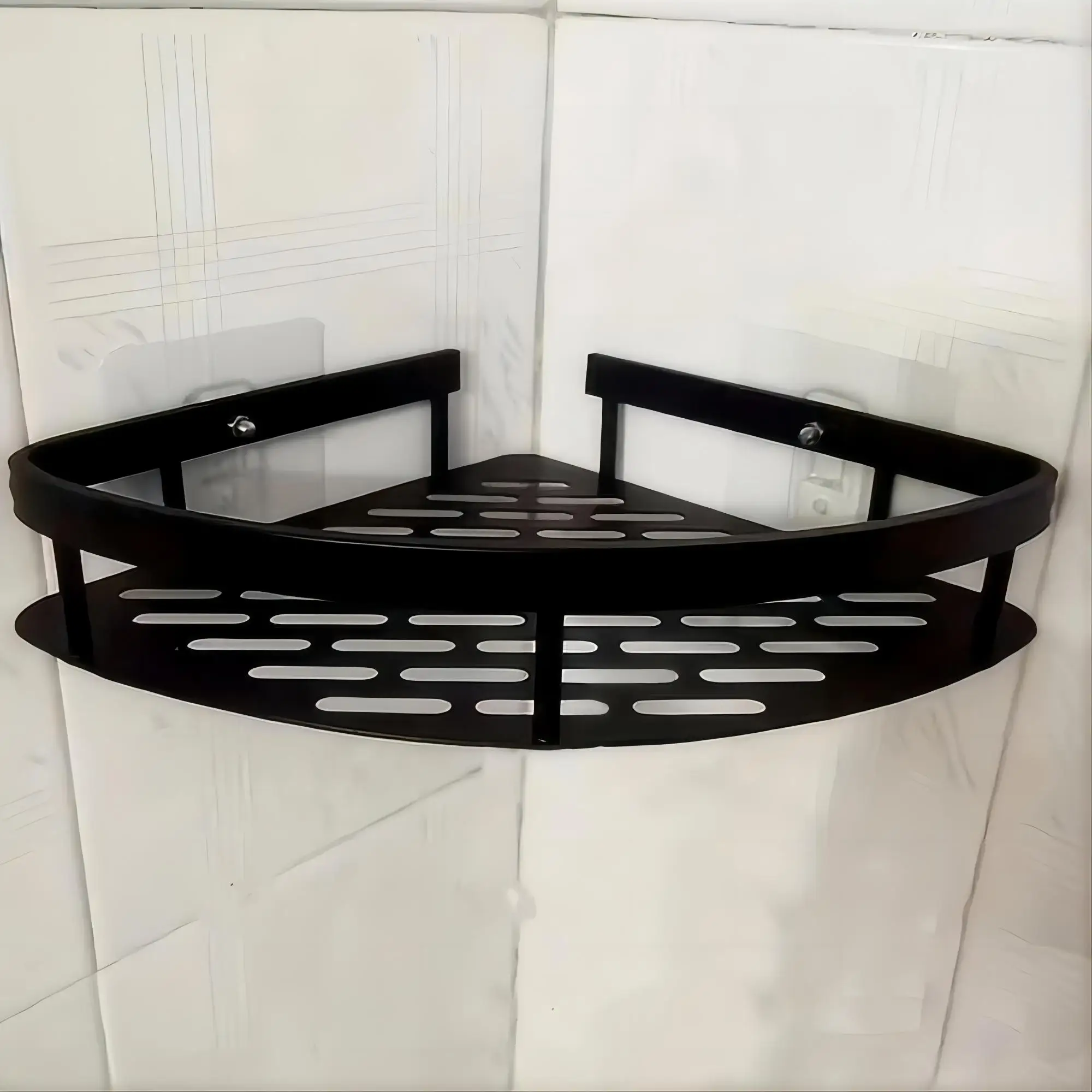 Bathroom Shelf One triangle household bathroom supplies storage rack black wall hanging tripod