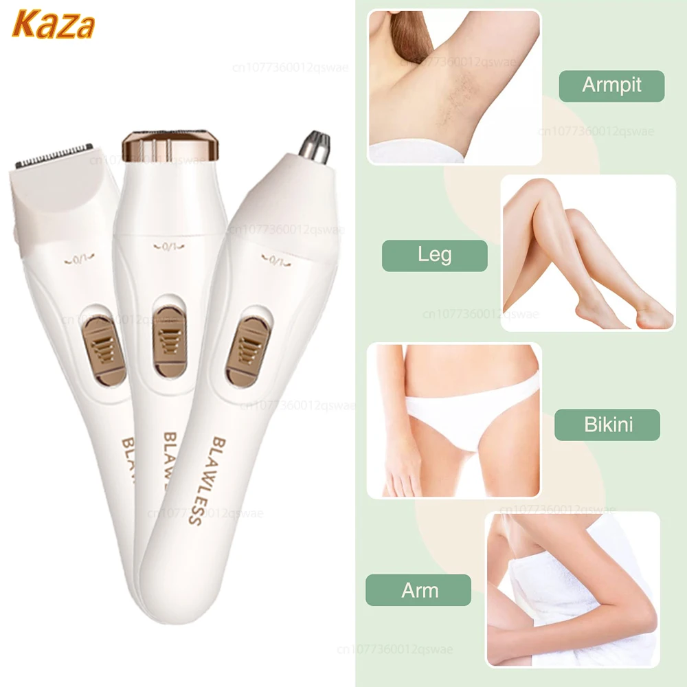 Electric Razor for Women Painless Rechargeable Lady Body Shavers Hair Trimmer for Face Nose Mustache Arm Leg Armpit Bikini
