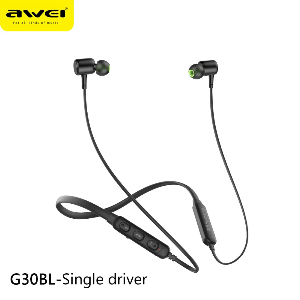 AWEI G20BL/G30BL Neckband HiFi Wireless Bluetooth-compatible Earphones Earbuds Noise Cancelling Stereo Deep Bass For Phone 