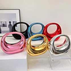 Candy Color Acrylic Clutch Ladies Handbags Glossy Designer Bags for Women Luxury Dumpling Shoulder Bag Fashion Party Evening Bag