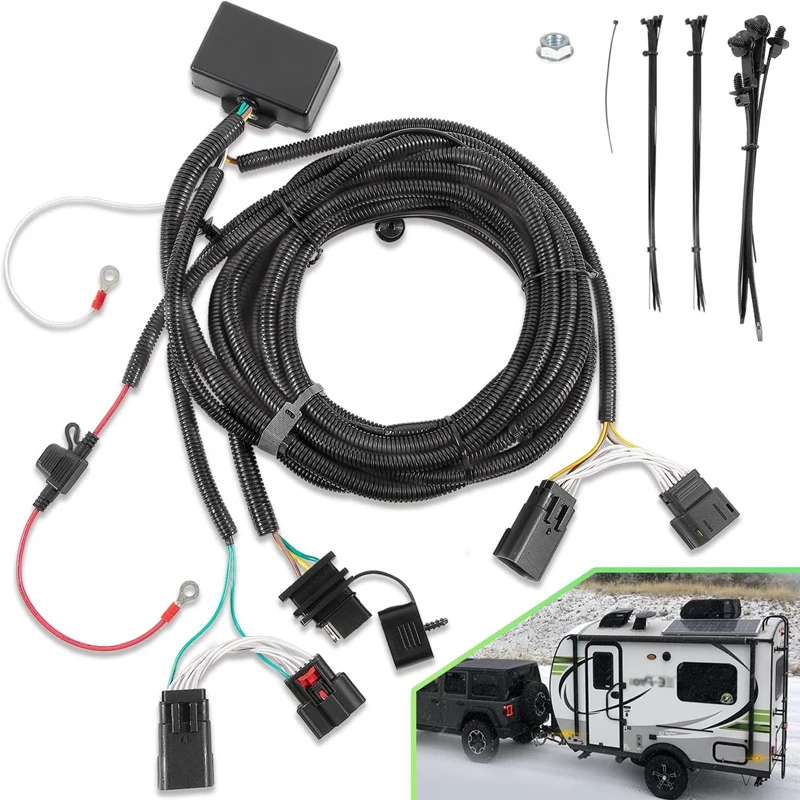

4 Way Towing Hitch Wiring for JL Trailer Light Connect ,4-Pin Trailer Wiring Harness for Jeep Wrangler JL JLU 2018-2023