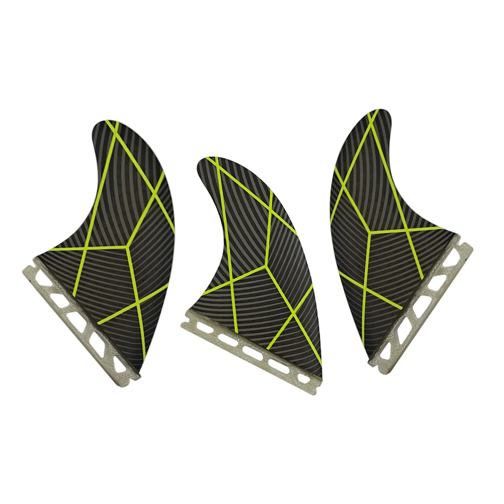 Tri Surfing Fin Medium UPSURF FUTURE Surfboard Fin Black With Yellow Surf Accessories Fibreglass Single Tabs G5 Sup Board Fin upsurf fcs fins g5 medium surf board fin black plastic material double tabs fin 3 pcs set surfing board m size tabla de surf