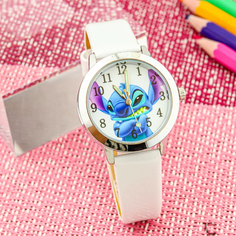 Disney Stitch Children's Watches Cartoon PU Strap Analog Watch Kids Quartz Watches Boys Kids Gifts for Primary School Students 4