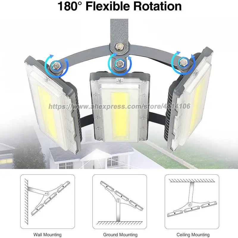300W LED 투광 조명, 더 넓은 조명 각도를 갖춘 매우 밝은 실외 보안 조명, 6000K 일광 흰색, IP66 방수