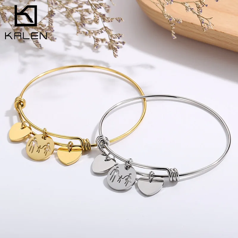 

Silver Color Charm Adjustable Bangles Parent Child Pendant Bracelets Bangle For Women Men Girlfriend Jewelry Special Offer
