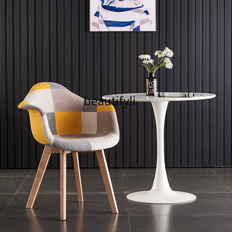 

yj Home Dining Chair Modern Minimalist Backrest Stool Solid Wood Lazy Leisure Chair Desk Chair