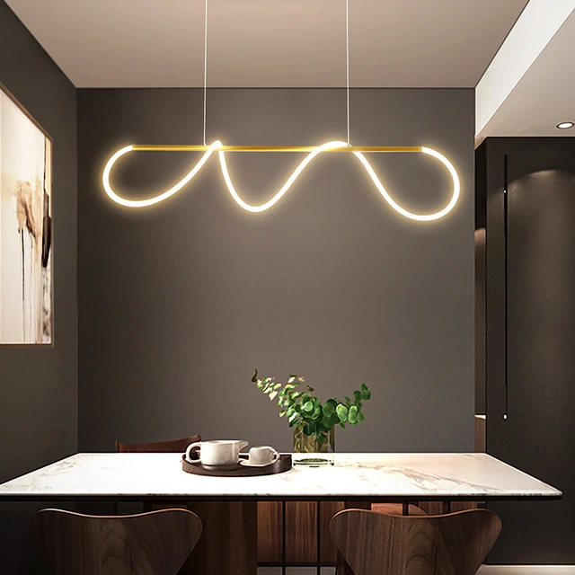 Plafonnier LED au néon doré au design minimaliste, luminaire décoratif de  plafond, design moderne, idéal pour