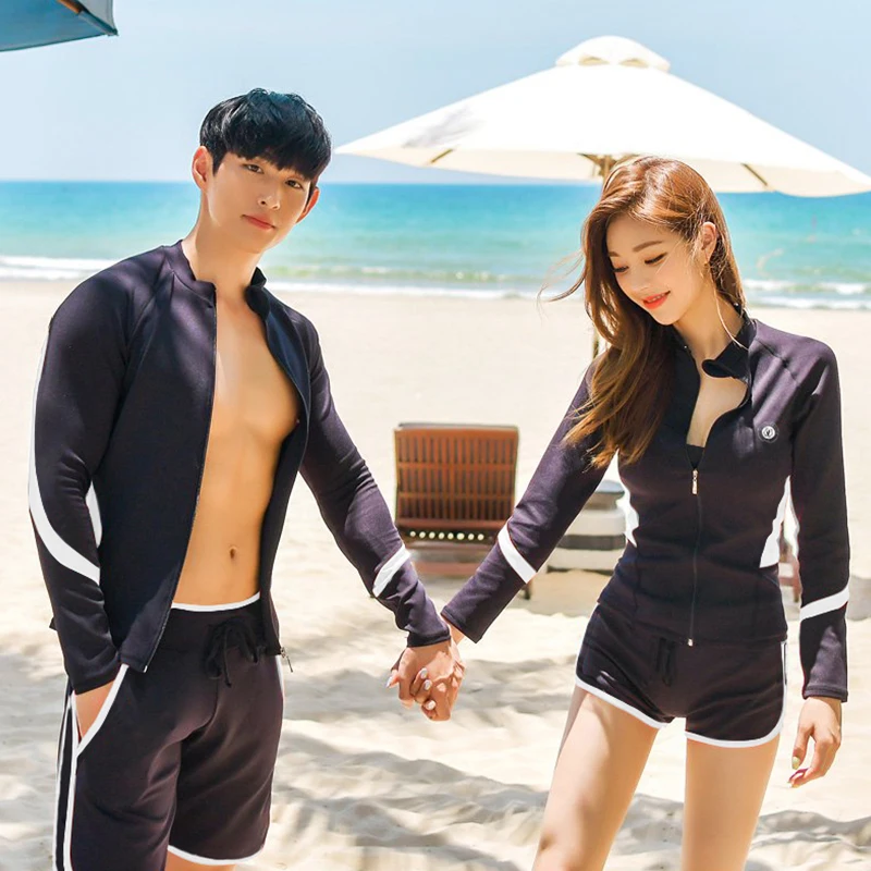 Rash Guard Couples Korean Long Sleeve Multi Pieces Swimsuit Swimwear Bathing Suits Surfing Long Pant rash guard surfing swimsuit