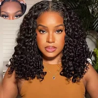Perruques Bob bouclées crépues sans colle perruque de cheveux humains malaisiens 13x4 HD perruques frontales en dentelle porter et aller perruques Bob courtes bouclées profondes pour les femmes 1