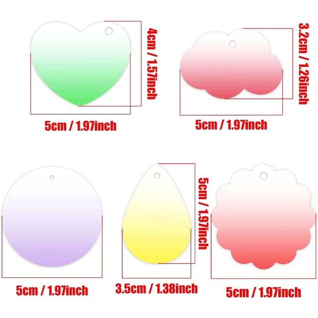 10pcs Gradient Crystal Clear Acrylic Blanks Keychain Circles Discs For Badge  Reels Engraving Painting DIY Art