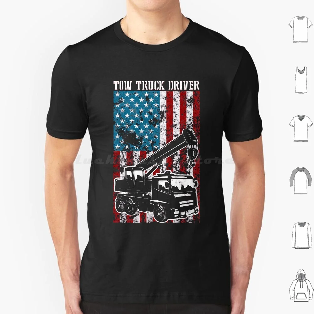 Tow Truck Driver American Flag Patriotic Towing Dad T Shirt Cotton Men Women Diy Print Trucking Funny Trucker 18 Wheeler