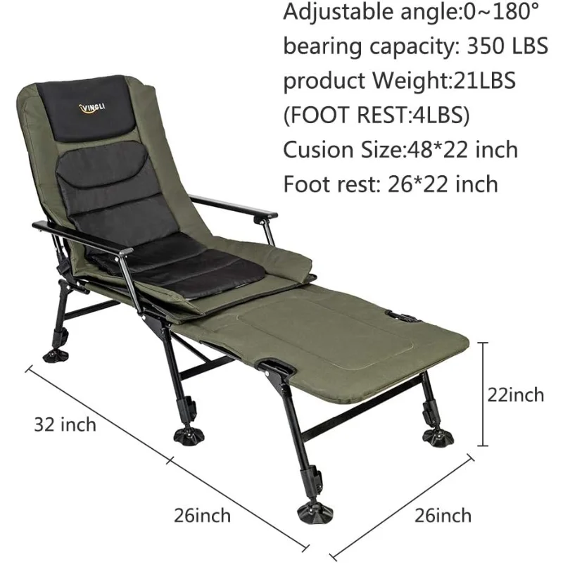 VINGLI Heavy Duty Fishing Chair with Footrest 3