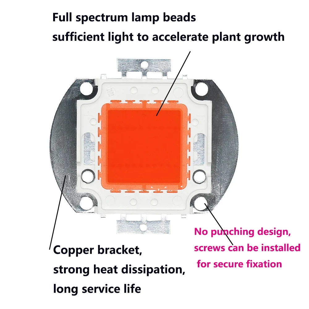 1Pcs LED Grow Light led chip cob Full Spectrum Plant light 100W 50W 30W 20W 10W Copper Lamp For Floodlight Indoor Greenhouse Plant Hydroponic