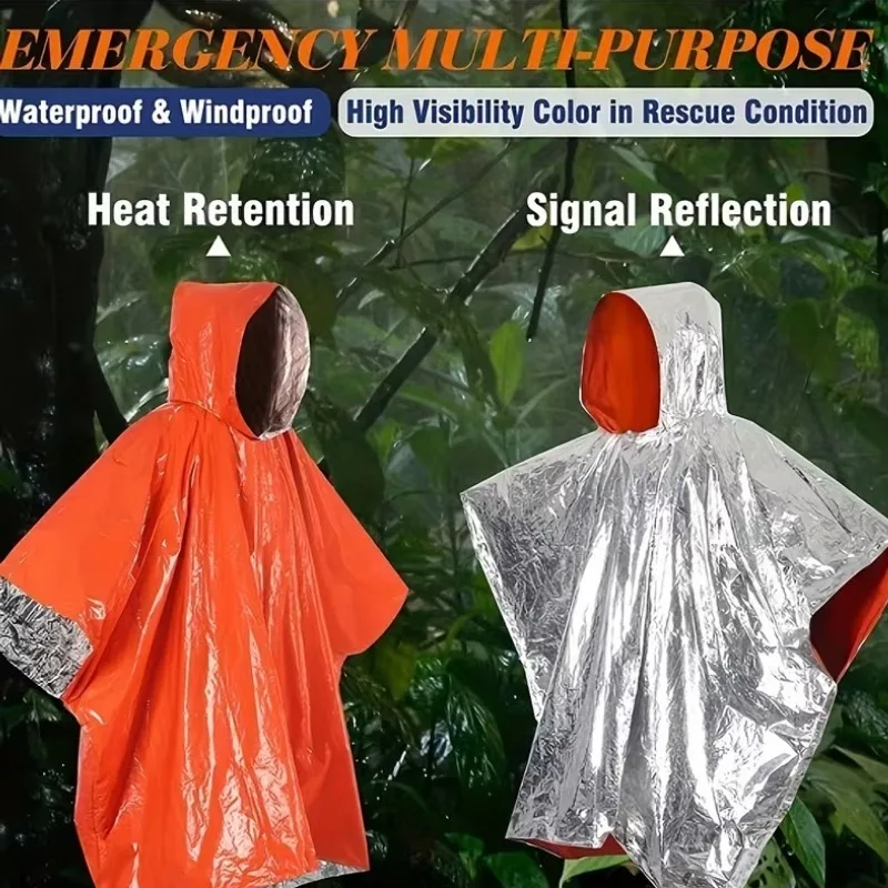 Yueve 4pcs Disposable Adult Emergency Rain Coat Poncho Hiking Camping Hood Disposable Raincoats for Adults Plus Size Travel Jacket Women Hoodie Men
