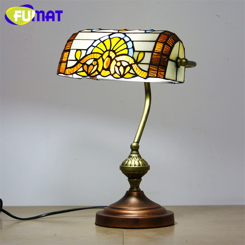 

FUMAT Tiffany Vintage stained glass Dragonfly style Art Deco Living Room Study Bedside lamp Baroque student reading lamp