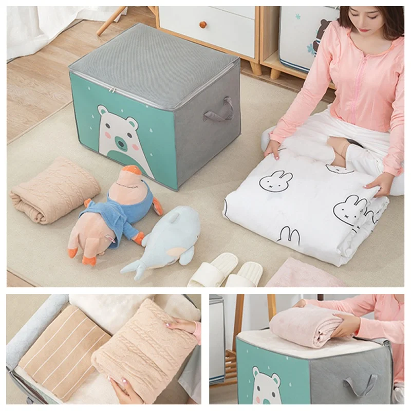 Thick Capacity Clothing Storage Bag Portable Clothing Quilt Storage Tools Bedroom Organizer Foldable Dustproof Quilt Zipper Bags 4