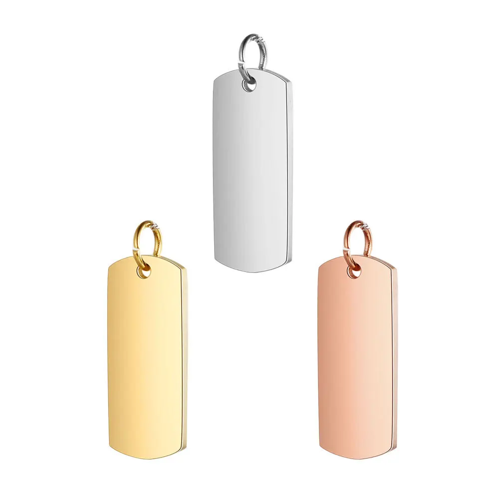

5Pcs DIY Engraving Stamping Blank Charms Rectangle Stainless Steel Pendant for Jewelry Making DIY Keychain Necklaces Accessories