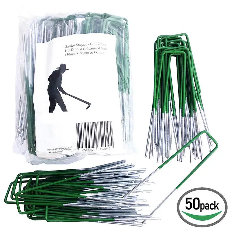 50Pcs Heavy Duty U-Shaped Garden Stakes for Landscape