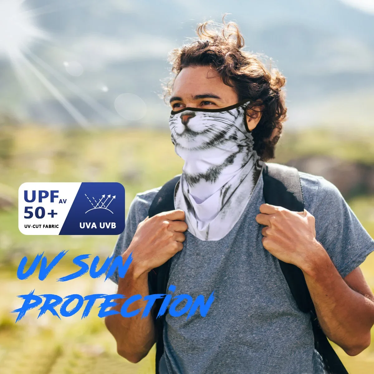 3D Animals Magic Scarf Bandana Breathable Neck Warmer Gaiter Hanging Ear Outdoor Sports Triangle Face Mask Neckerchief Summer